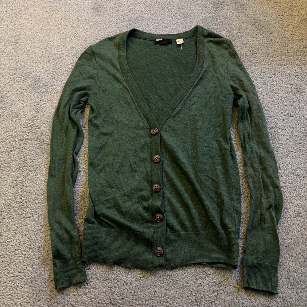 BDG Forest Green Button-Up Cardigan